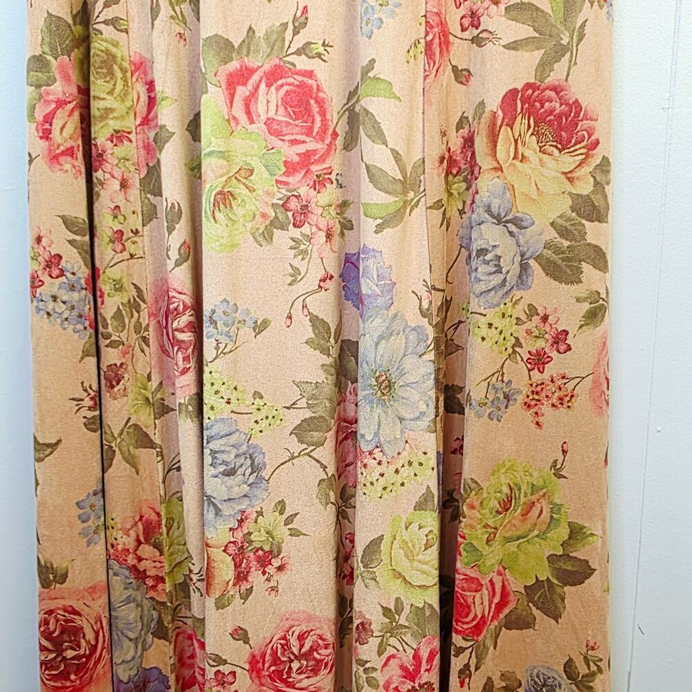 Orange Creek Maxi Dress Medium Suede Tan Floral 3/4 Sleeve Cottagecore Romantic - Picture 8 of 13